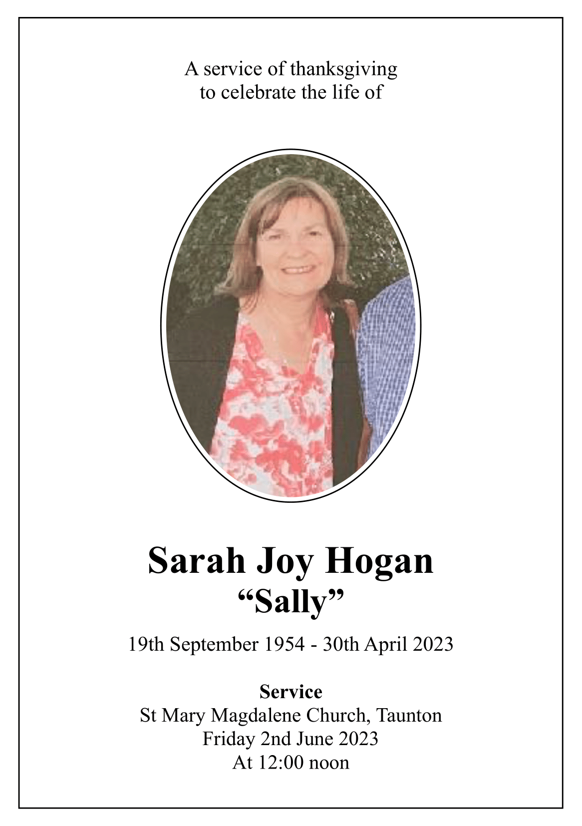 The Funeral of Sarah Joy Hogan