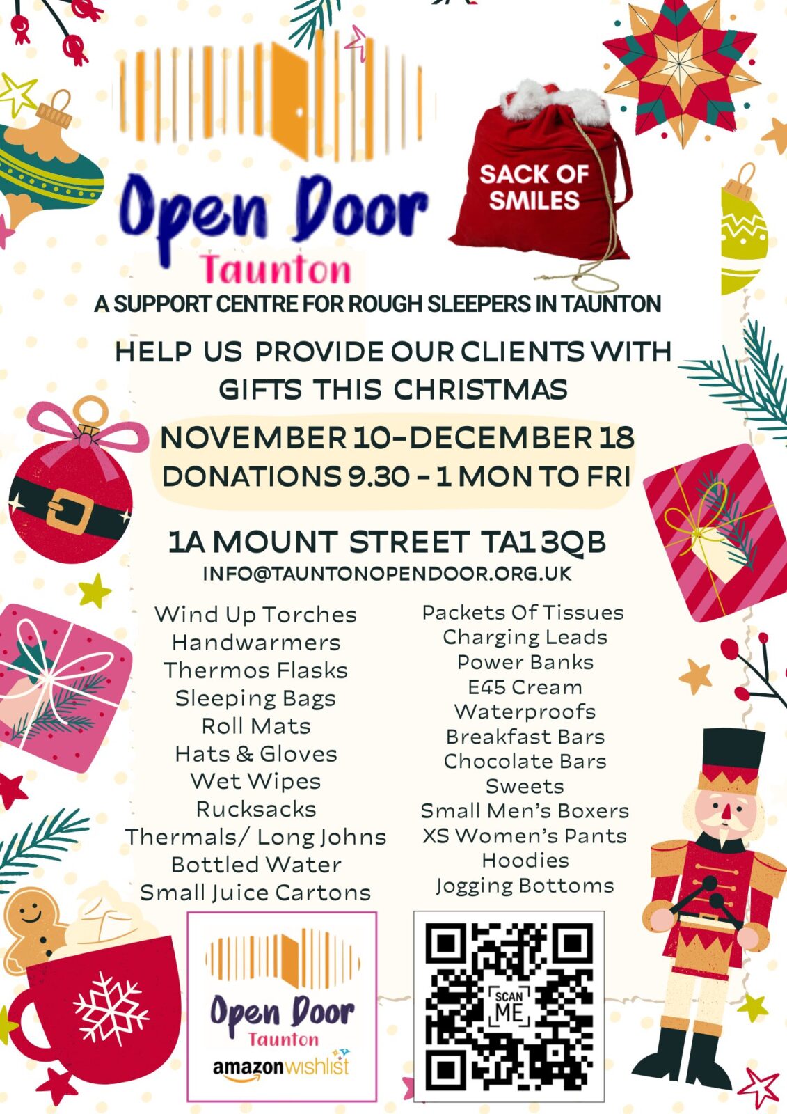 ð Sack of Smiles – Supporting Open Door Taunton This Christmas